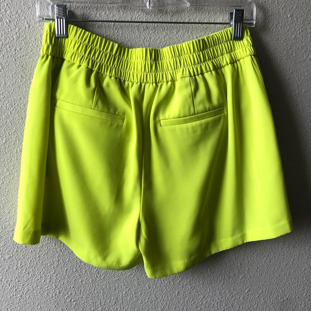 Jennifer Lopez Neon Yellow High-Waist Elastic Waist Shorts - Picture 3 of 6